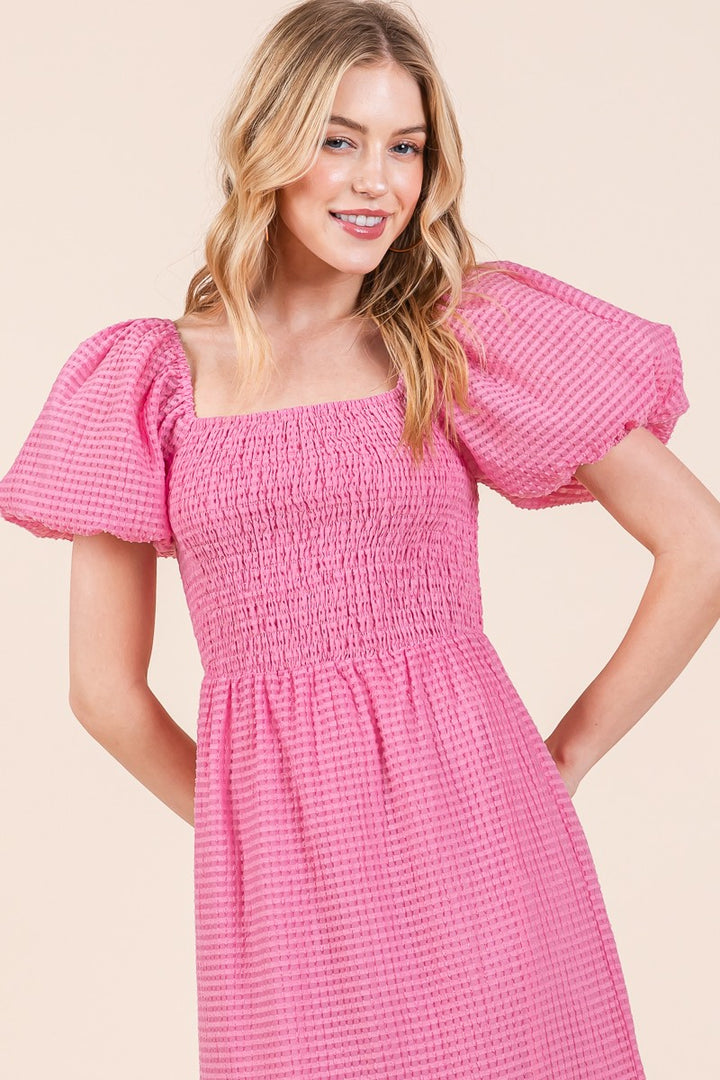 Puff Sleeve Midi Dress | ABED7504