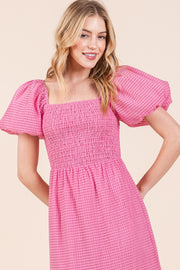 Puff Sleeve Midi Dress | ABED7504