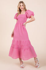Load image into Gallery viewer, Puff Sleeve Midi Dress | ABED7504

