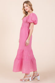 Puff Sleeve Midi Dress | ABED7504