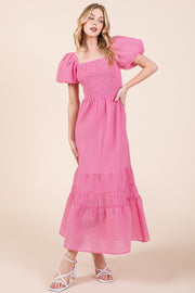 Puff Sleeve Midi Dress | ABED7504