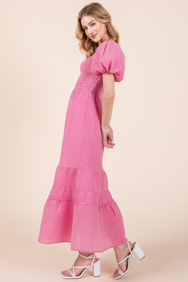Puff Sleeve Midi Dress | ABED7504