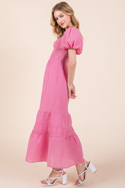 Puff Sleeve Midi Dress | ABED7504