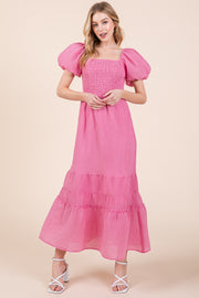 Puff Sleeve Midi Dress | ABED7504