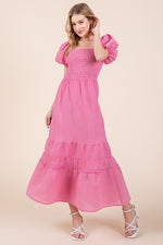 Load image into Gallery viewer, Puff Sleeve Midi Dress | ABED7504
