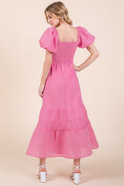 Puff Sleeve Midi Dress | ABED7504