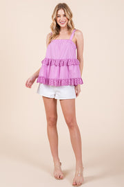 Cotton Poplin Ruffle Cami Top | ABET7504