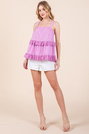 Cotton Poplin Ruffle Cami Top | ABET7504