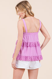 Cotton Poplin Ruffle Cami Top | ABET7504