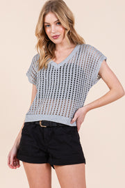 Metallic Open Knit Top | ABJS7510