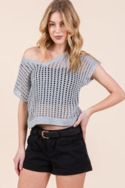 Metallic Open Knit Top | ABJS7510