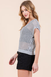 Metallic Open Knit Top | ABJS7510