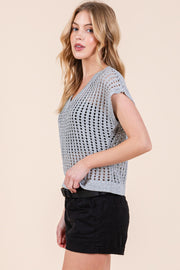 Metallic Open Knit Top | ABJS7510