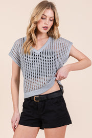 Metallic Open Knit Top | ABJS7510