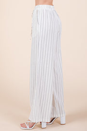 White Striped Linen Pants | ABJB7519