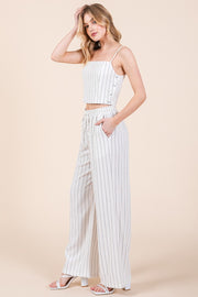 White Striped Linen Pants | ABJB7519