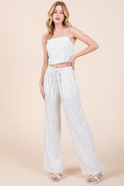 White Striped Linen Pants | ABJB7519