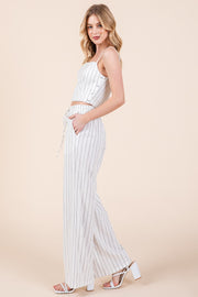 White Striped Linen Pants | ABJB7519