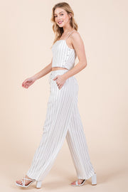 White Striped Linen Pants | ABJB7519