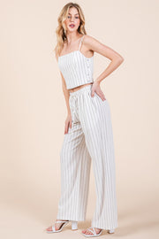 White Striped Linen Pants | ABJB7519