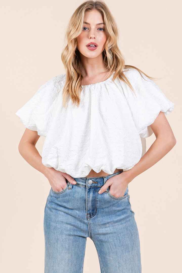 Bubble Crop Top l ABST7524 l BLACK