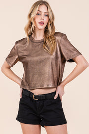 Foil Short Sleeve Top | ABJT7516