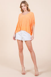 Mineral Washed Challis V-Neck Top | ABST7514