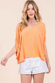 Mineral Washed Challis V-Neck Top | ABST7514