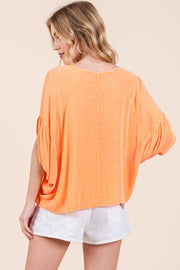 Mineral Washed Challis V-Neck Top | ABST7514