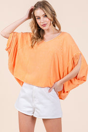 Mineral Washed Challis V-Neck Top | ABST7514