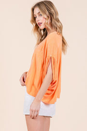 Mineral Washed Challis V-Neck Top | ABST7514