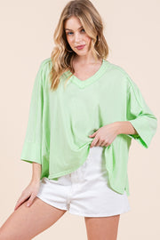 Vintage Washed V-Neck Top | ABST7509