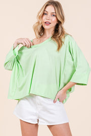 Vintage Washed V-Neck Top | ABST7509