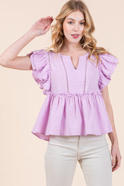 Frill Detail Cotton Gauze Peplum Top | ABST7534