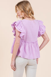 Frill Detail Cotton Gauze Peplum Top | ABST7534