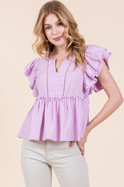 Frill Detail Cotton Gauze Peplum Top | ABST7534