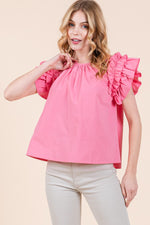 Load image into Gallery viewer, Ruffle Sleeve Top | ABST7528
