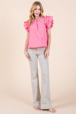 Load image into Gallery viewer, Ruffle Sleeve Top | ABST7528
