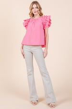 Load image into Gallery viewer, Ruffle Sleeve Top | ABST7528
