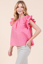 Load image into Gallery viewer, Ruffle Sleeve Top | ABST7528
