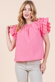 Ruffle Sleeve Top | ABST7528