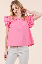 Load image into Gallery viewer, Ruffle Sleeve Top | ABST7528
