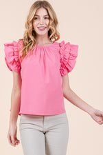 Load image into Gallery viewer, Ruffle Sleeve Top | ABST7528
