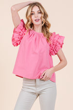 Load image into Gallery viewer, Ruffle Sleeve Top | ABST7528
