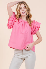Ruffle Sleeve Top | ABST7528