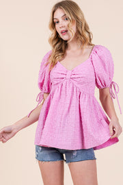 Puff Sleeve Sweetheart Top | ABET7505