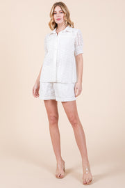 Embroidered Short Sleeve Shirt & Short SET | ABED7519