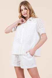 Embroidered Short Sleeve Shirt & Short SET | ABED7519