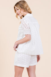 Embroidered Short Sleeve Shirt & Short SET | ABED7519