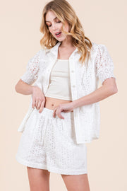 Embroidered Short Sleeve Shirt & Short SET | ABED7519